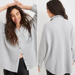 Aerie lumberjane waffle knit shacket